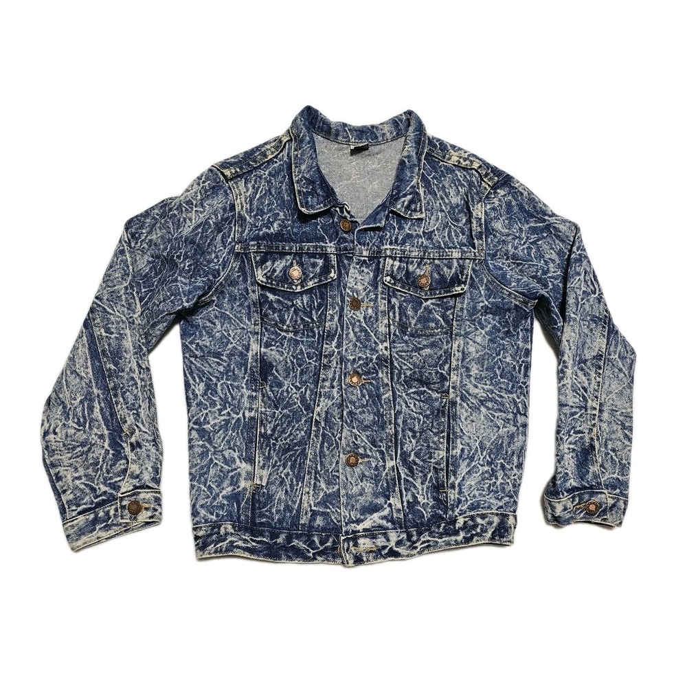 Vtg Leader Denim Jean Trucker Jacket Womens XS Acid Wash Y2K Made in USA Type 3